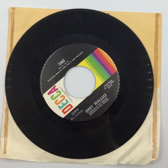 Jerry Wallace DECCA 45 RPM Vinyl Single – Time / To Get to You (1971) - Picture 2 of 5